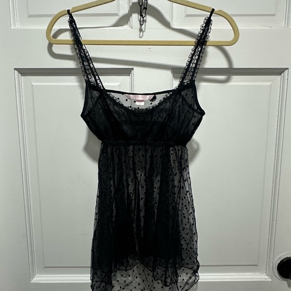 Vintage Y2K 2001 Victorias Secret Black Mesh Babydoll Whimsigoth Nighty Size M - Picture 3 of 6